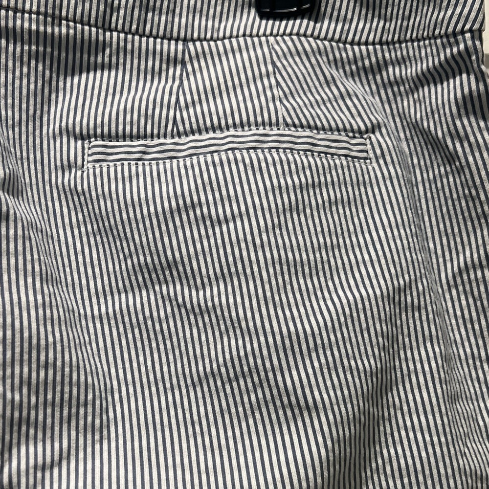 Ann Taylor Factory Petite Navy and White Striped Blouse - Picture 4 of 5
